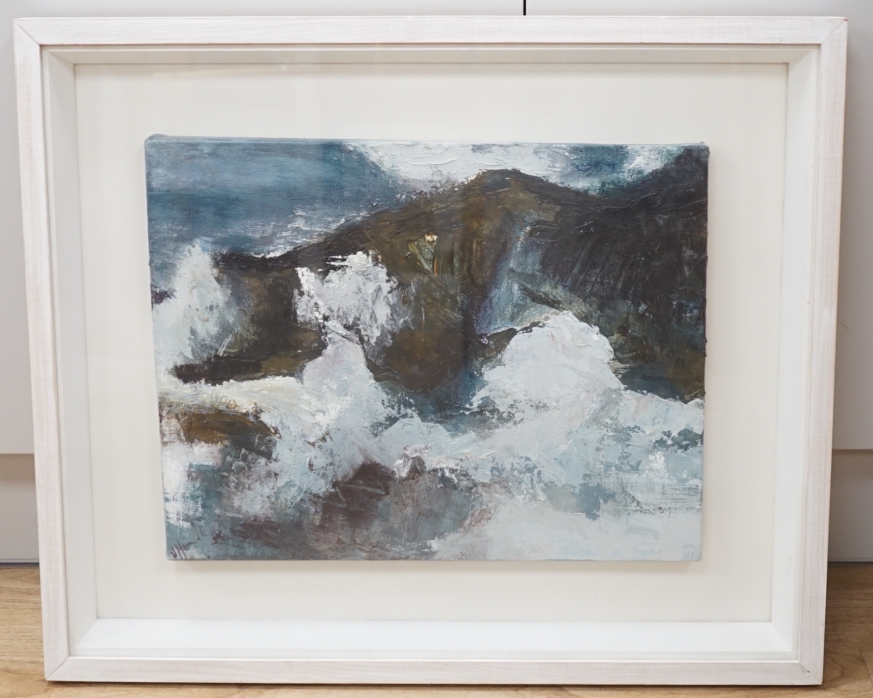 Judy Hamilton (Irish, 20th. C) impasto oil on canvas, 'Sky meets mountain' signed, inscribed verso, 45 x 35cm